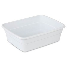 Sterilite Small Portable Rectangle Plastic 8 Qt Dish Pan Basin, White 12 Pack 