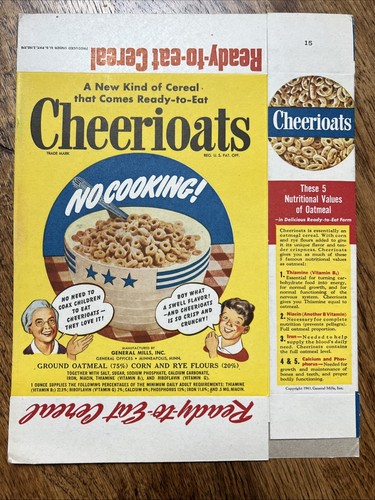 1940s General Mills Cheerioats cereal box flat - Cheeri O’Leary No Cooking - Picture 5 of 5