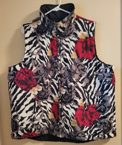 Wende-Steppweste schwarz rosa/Zebra-Druck Damen 1X Freizeit Identität leicht mit Etikett - Bild 10 von 13
