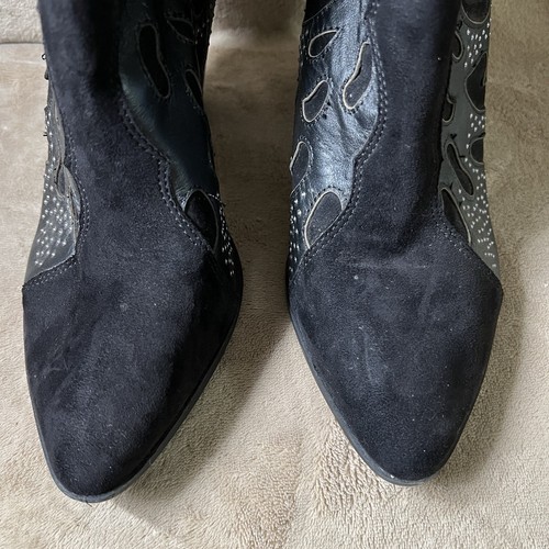 CARLOS by Carlos Santana Sterling Western Women Sz 8 Sexy Black Booties w/Heel - 第 9/12 張圖片