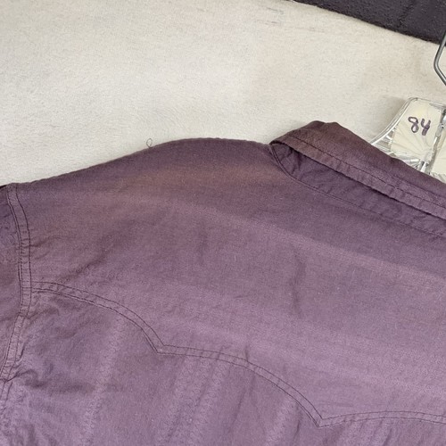 Scully Shirt Western Square Pearl Snap Cowboy vtg Light Purple Cotton Mens XL - Picture 15 of 20