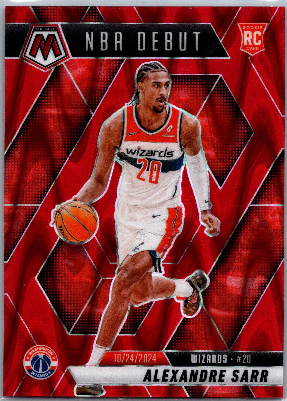 2024-25 Panini Mosaic #254 Alexandre Sarr Red Seismic Mosaic #/299