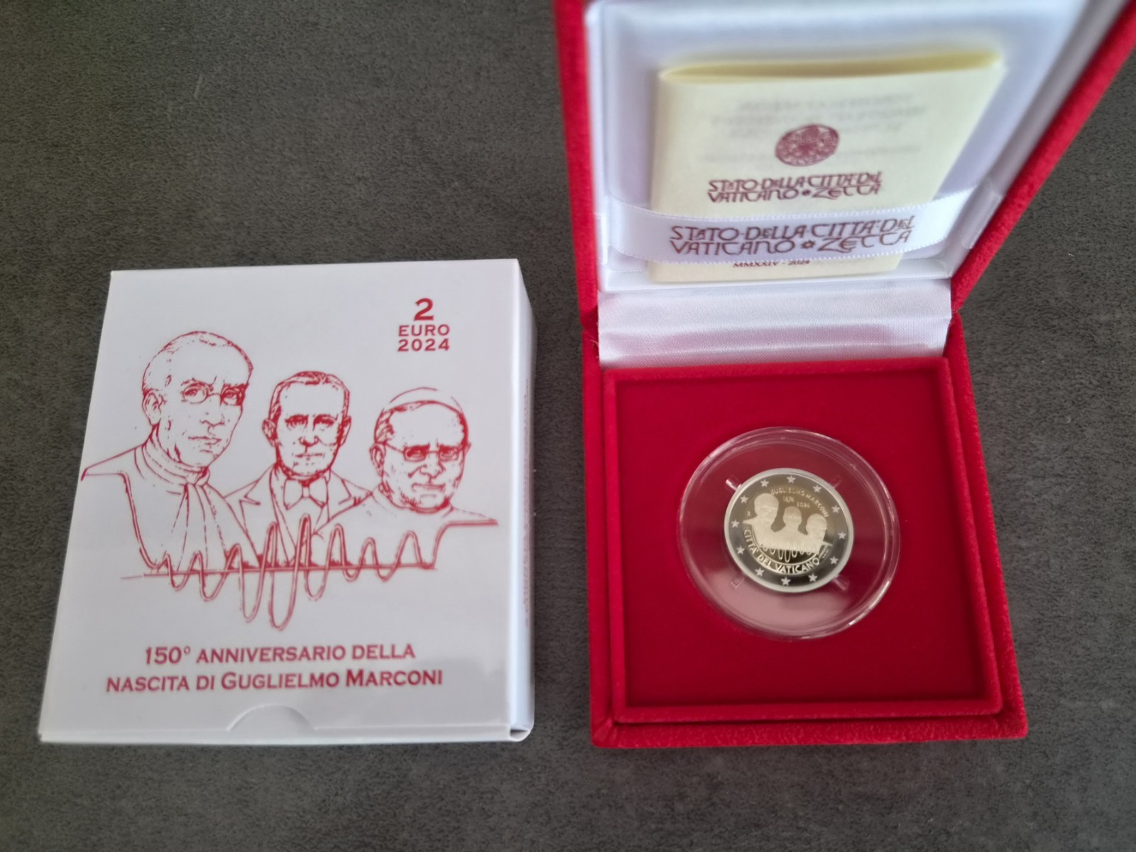 COFFRET BE 2 EURO VATICAN 2024 150 ANS NAISSANCE GUGLIELMO MARCONI COMMEMORATIVE