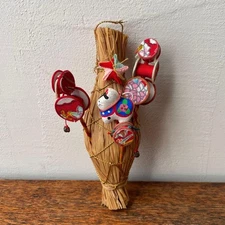 Dog Hariko Ornament Straw Bundle Denden Daiko Toy 2.6cm