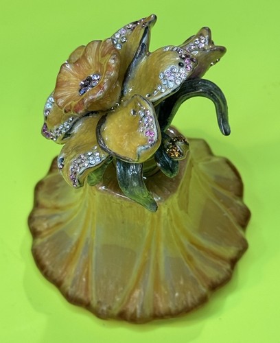 Jay Strongwater Rare Daffodil Perfume Bottle Swarovski Crystal Flower Enamel - Picture 5 of 8