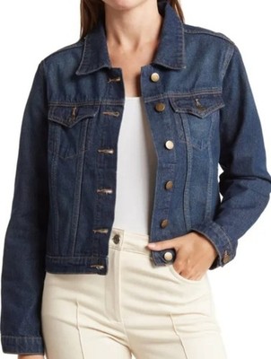 NWT Vigoss Women's Blue Denim Jean Jacket Size Medium Classic Button Up