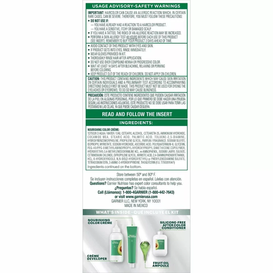 Crema nutritiva para color de cabello Garnier Nutrisse. Tinte permanente. 30 marrón oscuro Foto 3 de 4