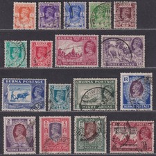 Burma 1938-40 King George VI Set Used SG18b-33 cat £200