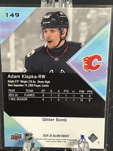 ADAM KLAPKA-----2024-25 ALLURE----BOMBA GLITTER-----ROOKIE-----FIAMME - Foto 2 di 2
