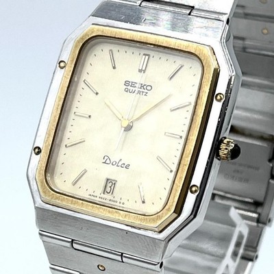 Seiko Dolce 9522-5000 Square Quartz Gold Silber Herrenuhr aus Japan