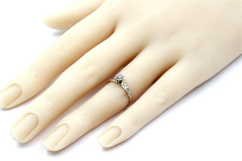 INCREDIBLE ESTATE 14K SOLID GOLD 1/3CT NATURAL GENUINE DIAMOND BELCHER SET RING - Picture 8 of 8
