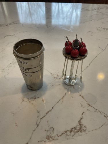 Vintage Art Deco Mini Cocktail Shaker Set mit 6 Gabeln P H Vogel (Deckel fehlt) - Bild 2 von 6
