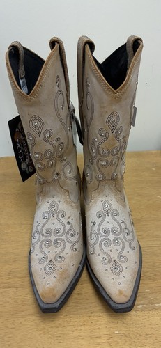 Rockin Country Collection Leather Cowgirl Boots Studded Women's Size 9.5M Tan - Picture 2 of 8