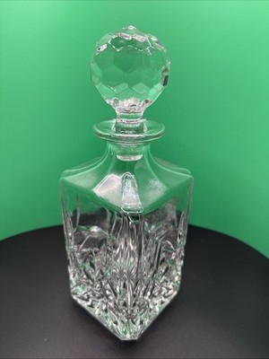 Galway Irish Crystal Longford Square Decanter And Stopper Cut Lead 9.5  Barware