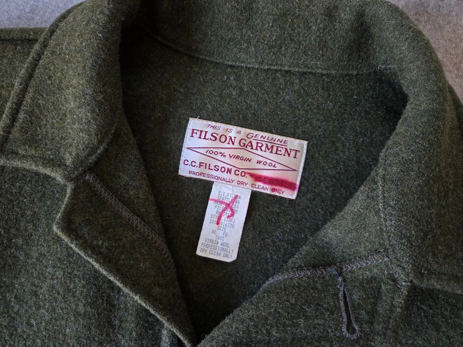 Filson Mackinaw Wool Cruiser Jacket | Size 40 | Forest Green | MSRP $599 | MiUSA - product detail image 3