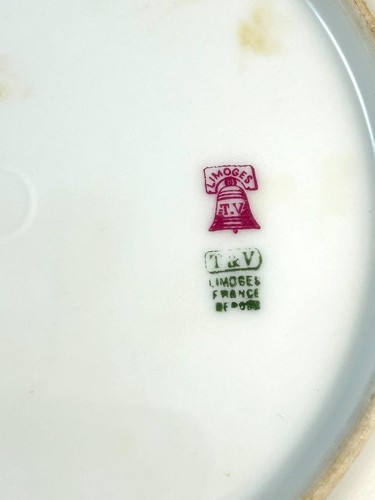 Vintage Tressemanes and Vogt Hand Painted Pink Flowers Salad Plate Gold Trim - Picture 6 of 6