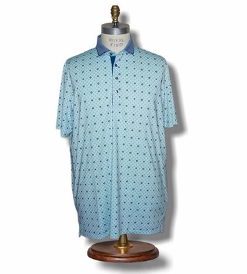 GREYSON Men's XL Polo Shirt Wolf Head ''G'' Cross Repeat Luxury Golf Performance