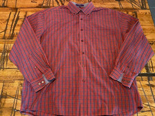 Alan Flusser Men's Size XL Red Plaid Long-Sleeve Button-Down Shirt Classic