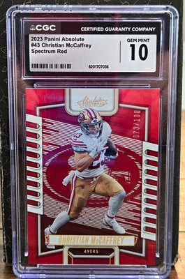 Panini 2023 Absolute Christian McCaffrey #43 Spectrum Red /100 CGC 10 49ers