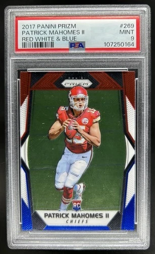 2017 Panini Prizm Patrick Mahomes II RC Red, White and Blue #269 Chiefs PSA 9