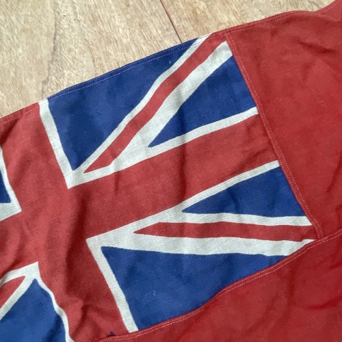 VINTAGE 1930s UK ENSIGN FLAG SHIP NAUTICAL UNIONJACK STITCHED LINEN PANEL - Picture 7 of 22