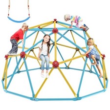 EASYEGO CLIMBING DOME, 10FT JUNGLE GYM WITH SWING 3 TO 10 OUTDOOR YELLOW/BLUE