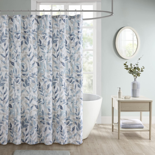 Essentials Sofia Shower Curtain, Luxurious Botanical Print, Modern Serene Bat...