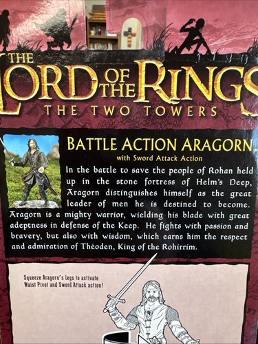 LOTR Battle Action Aragorn The Two Towers Actionfigur 2005 ToyBiz - Bild 4 von 5