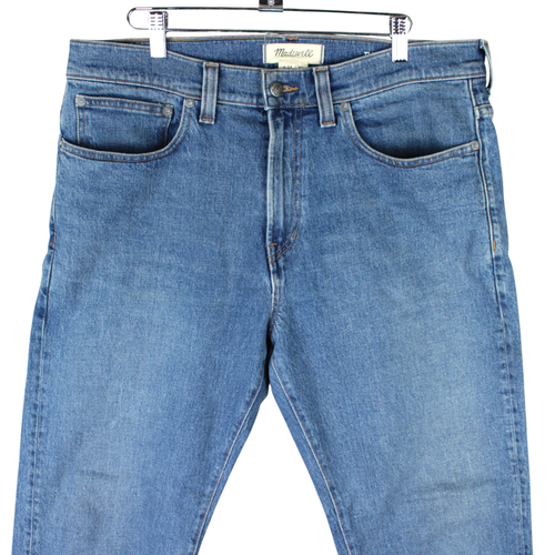Jeans Madewell uomo taglia 34x32 blu jeans conici rilassati lavaggio medio vita media - Foto 3 di 16