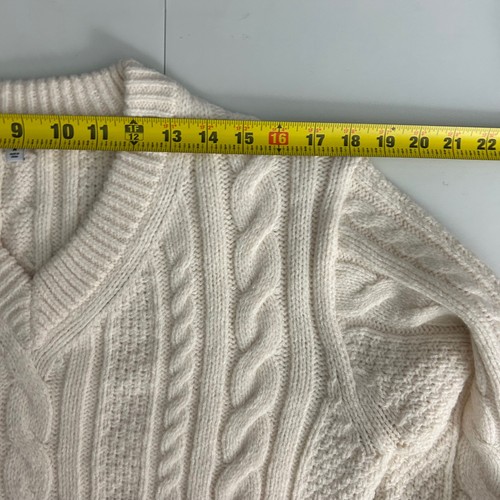 Uniqlo x JW Anderson Cable Knit Sweater Cream V Neck Long Sleeve Womens S - Picture 9 of 12