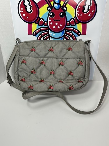 Vera Bradley Quilted Denim Gray Embroided Carson Mini Shoulder Crossbody Bag - Picture 2 of 13