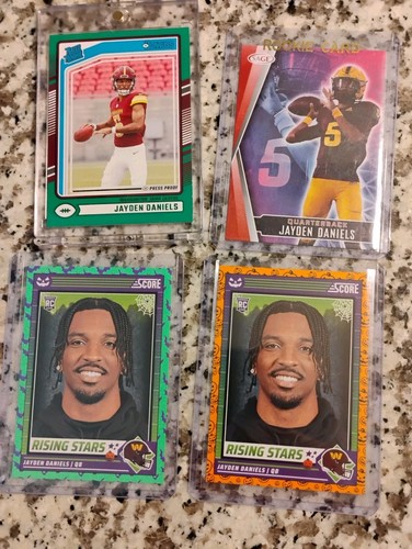 Jayden Daniels 2024 Panini Donruss Rated RC #389 Green Foil Press Proof +3JD Lot