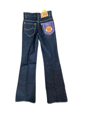 Vintage 70s Lee Western Flare Jeans Boot Made in USA 100 Cotton Denim Size 28