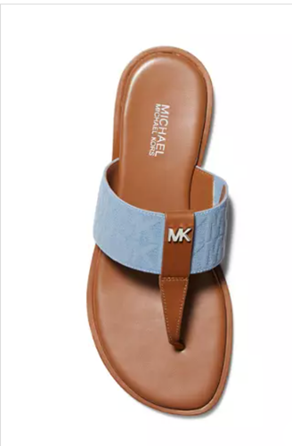 Nuovo sandalo donna Michael Kors Verity logo pelle denim taglia 6,5 - Foto 5 di 5