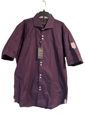 NWT BOGOSSE men's Size 5 XL Short sleeve button down shirt Purple
