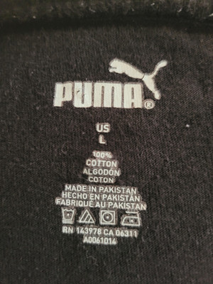 PUMA youth L Black Graphic Logo Crew Neck Short Sleeve Cotton Knit T-Shirt