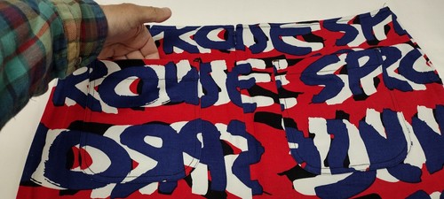 VINTAGE STEPHEN SPROUSE Mini Skirt XL stretch cotton GRAFFITI LOGO 80S POP ICON - Picture 11 of 11