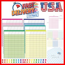 6 Pack Multi-Color Laminated Dry Erase Incentive Chart with 120 Reward Star S...