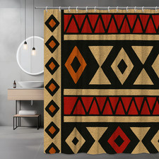 Geometric Pattern Shower Curtain in Warm Colors