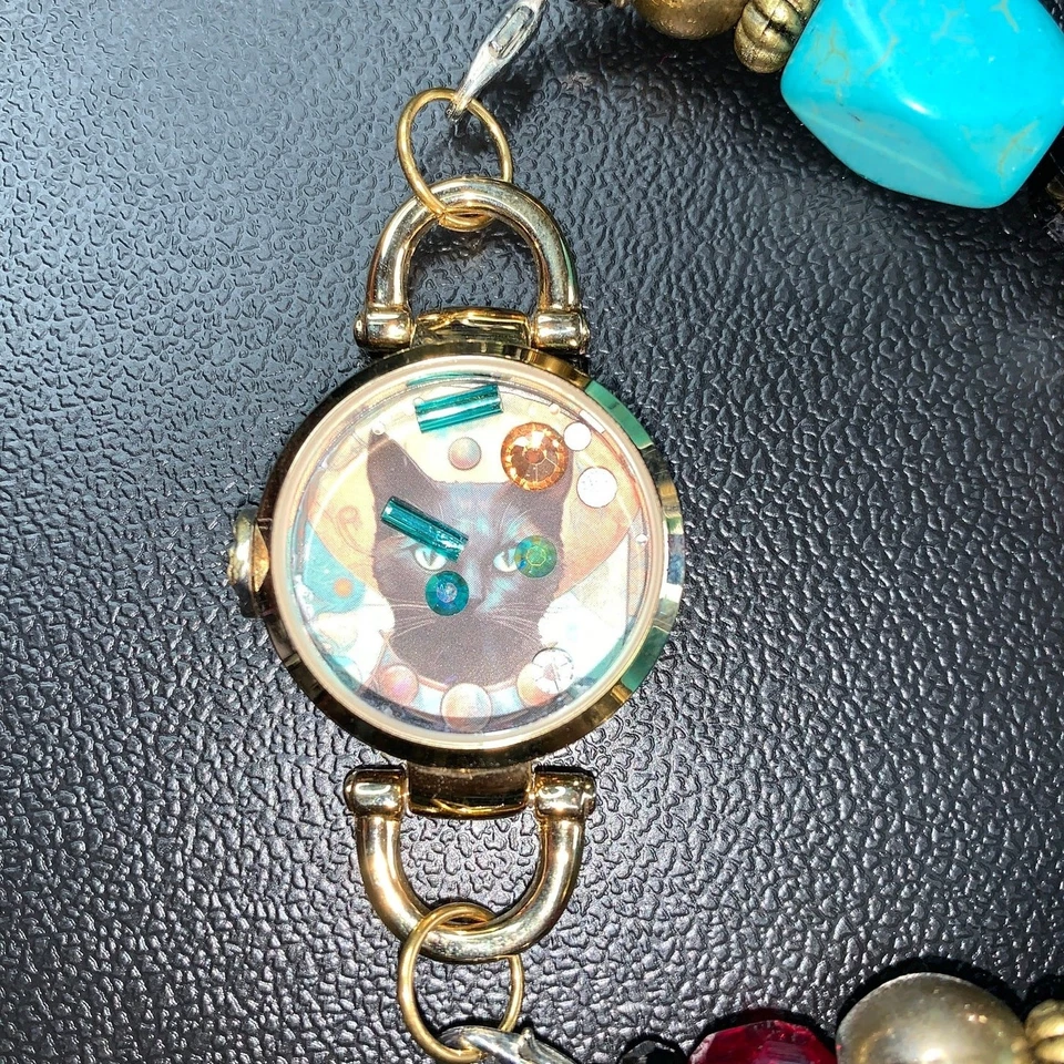 Pulsera Moonwatch Familiar - Pulsera Reciclada Dije Gato Hecha a Mano Foto 3 de 4