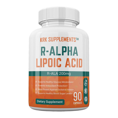 R-ALA Alpha Lipoic Acid 200mg 90 Capsules Blood Sugar Nerve Antioxidant KRK