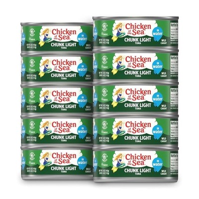Chicken of the Sea Chunk Light Tuna in Water, Wild Caught Tuna, 5 oz (Pack of 10