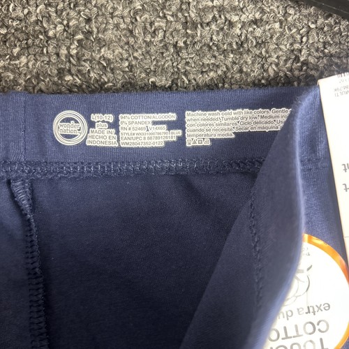 Wonder Nation L 10-12 Tough Cotton Leggings Girls Blue Dye NEW - Picture 2 of 5