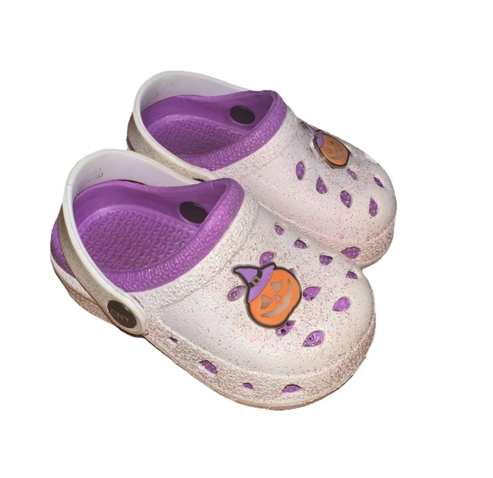 Sandálias Capelli NY Meninas Criança Estilo Crocs Roxo Branco Tamanho 5 - Imagem 2 de 4