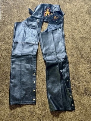 Hot Leathers Black Leather Motorcycle Chaps Women s XS