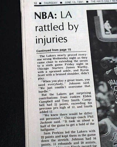 MICAHEL JORDAN & Chicago Bulls Wins 1st NBA Basketball TITLE 1991 Newspaper - Picture 7 of 8