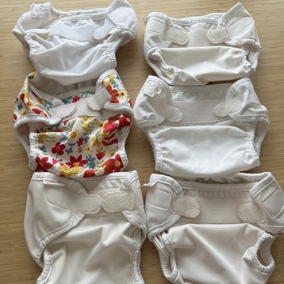 Lot of 6 Bummis Super Whisper Wrap Size M 15-30 Pounds Diaper Cover White Floral