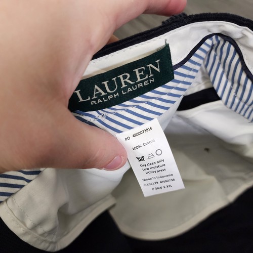 Polo Ralph Lauren Corduroy Pants Mens 38x32 Blue Flat Front LRL Pinwale New - Picture 5 of 9