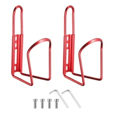 2pcs Bike Water Bottle Cage Ultralight Aluminum Holder with Hardware, Red