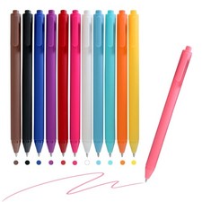 Colored Gel Pens 12 PCS Retractable Pastel Ink Colors 0.7mm Fine Point